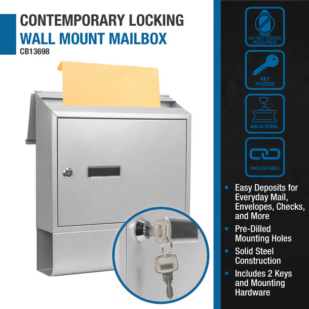 Barska CB13698 Contemporary Wall Mount Mailbox with Newspaper Bucket