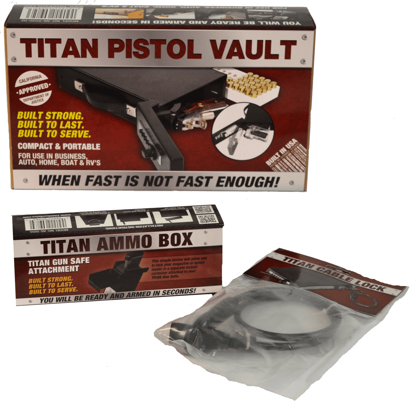 Titan Security Portable Quick Access Vehicle Handgun Safe Bundle
